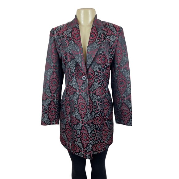 Classiques Entier Women's Black and Burgundy Floral Blazer Size 8 (EUR 38) - Picture 1 of 7